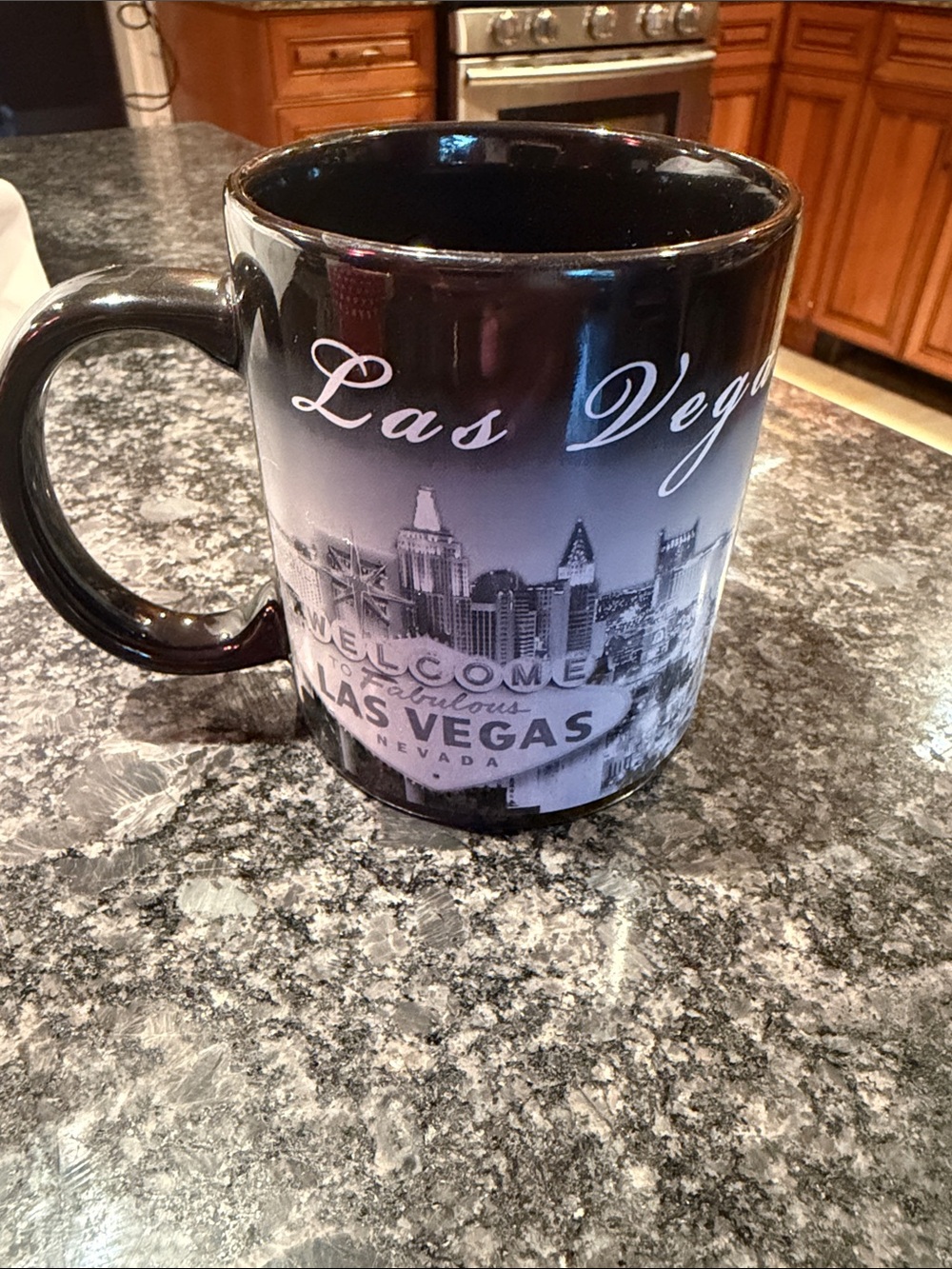 Las Vegas Black Ceramic Souvenir Coffee Mug - City Skyline Design